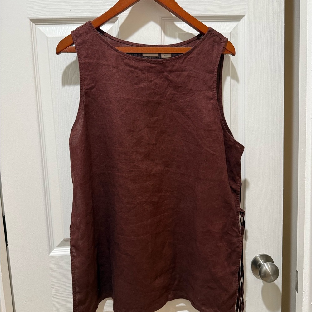 Rachel Zoe Deep Brown Linen Top
